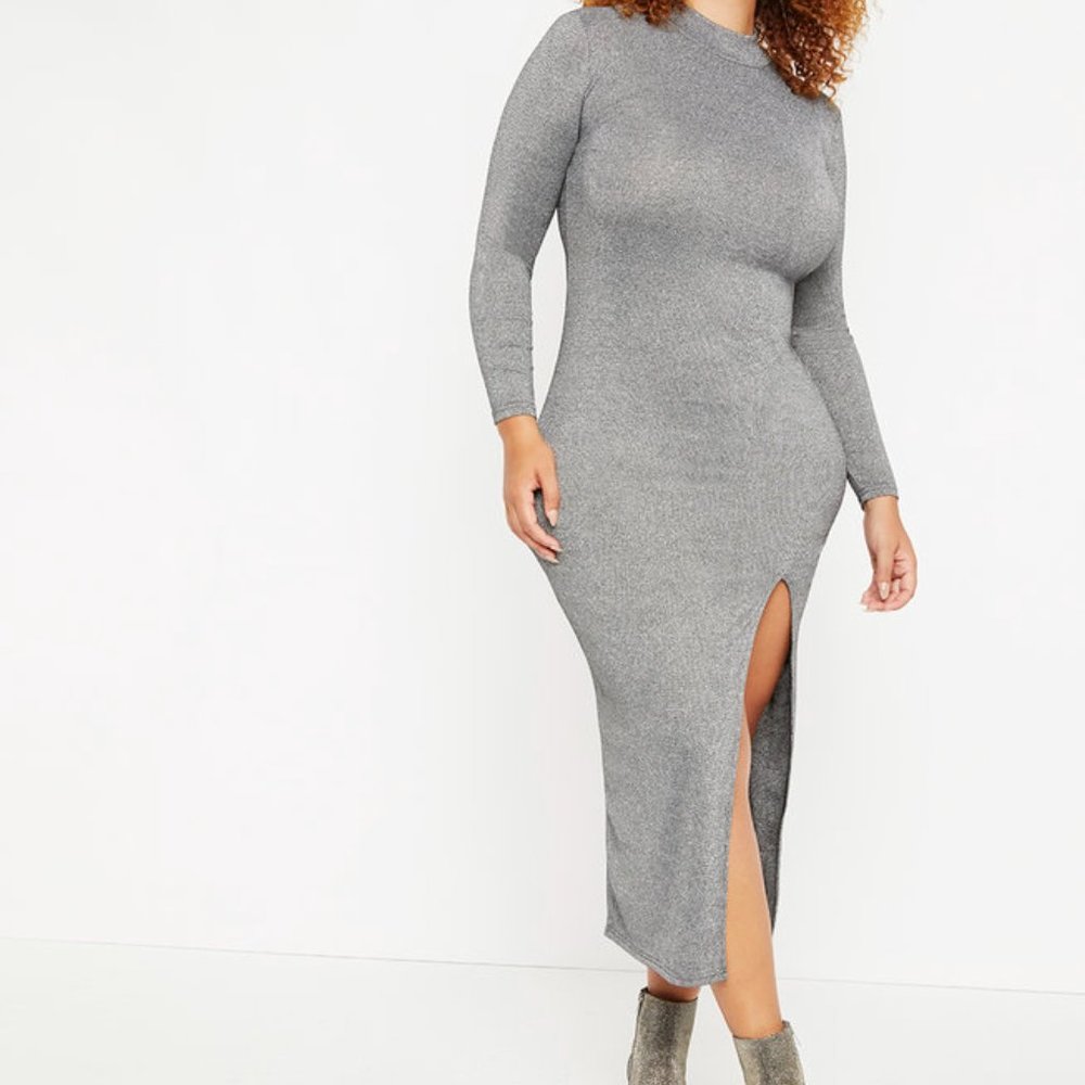 Eloquii Metallic Ribbed Maxi Dress